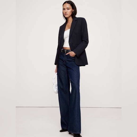 NWT! BANANA REPUBLIC NAVY SIENA SLIM ITALIAN WOOL BLAZER 💛 - Picture 2 of 16